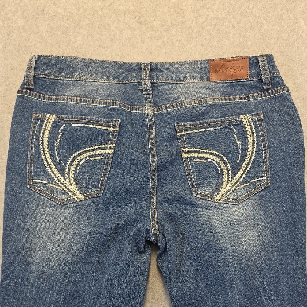 Ariya Jeans Distressed Skinny Raw Hem Y2K Grunge Denim Size 13/14 - Picture 9 of 10